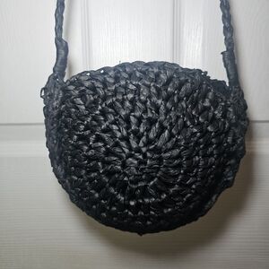 Urban Outfitters Black Straw Crossbody Purse